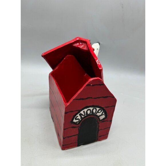 Handmade Snoopy Ceramic Doghouse Cookie Jar With Holiday Light Design red READ - Picture 5 of 8